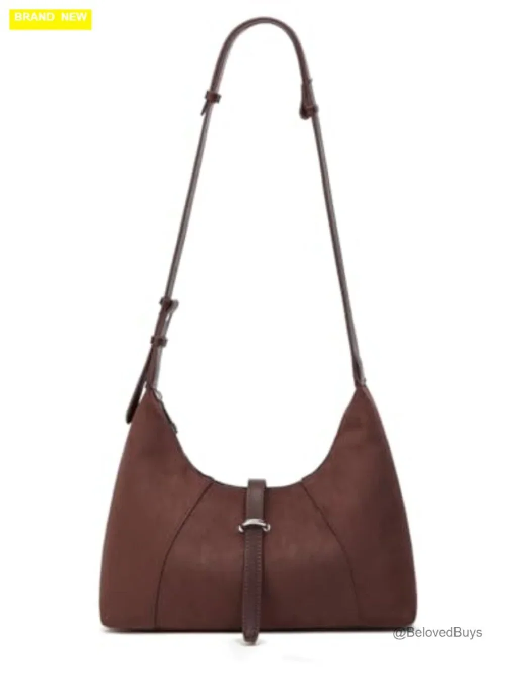 Suede Crescent Shoulder Bag Small Hobo Underarm Purse Crossbody